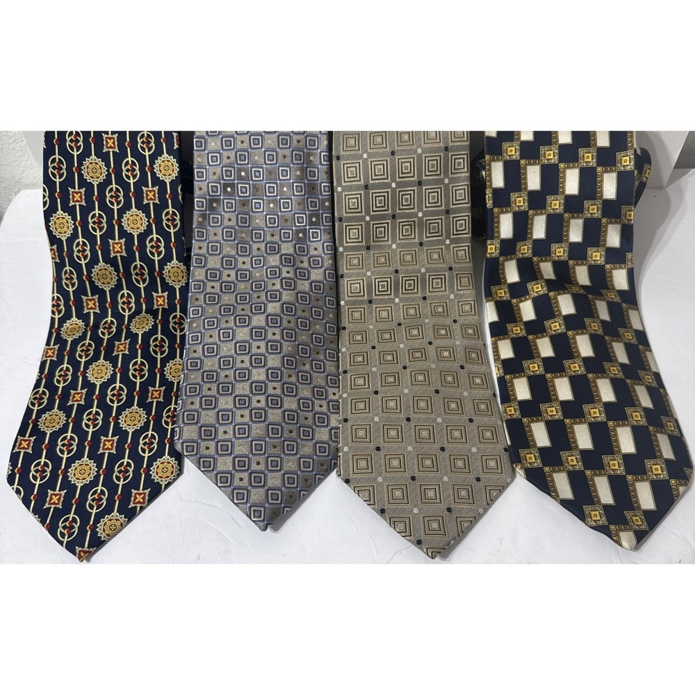 100% Silk‎ Tie 4pcs LOT Lugari Park Ave Wong Raymo Sterling Beene Handmade Italy